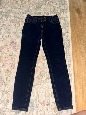 Tahari Navy Skinny Jeans with Contrast Stitching